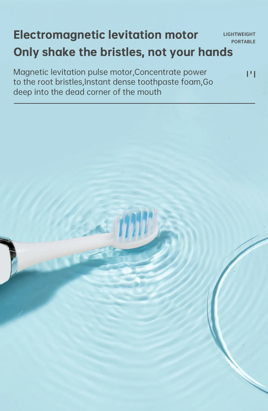 Tongwode Sonic Electric Toothbrush IPX7 Waterproof Adult Couple Home Use Soft Bristle Replaceable With 6 Tooth Brush Heads