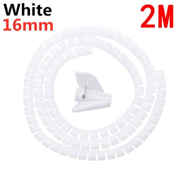 1/2M Organisateur de câbles flexible en spirale Serre-câbles Rangement Tuyau Protection de cordon Gestion des câbles Enrouleur de câbles de bureau Rangement d'accessoires Outils