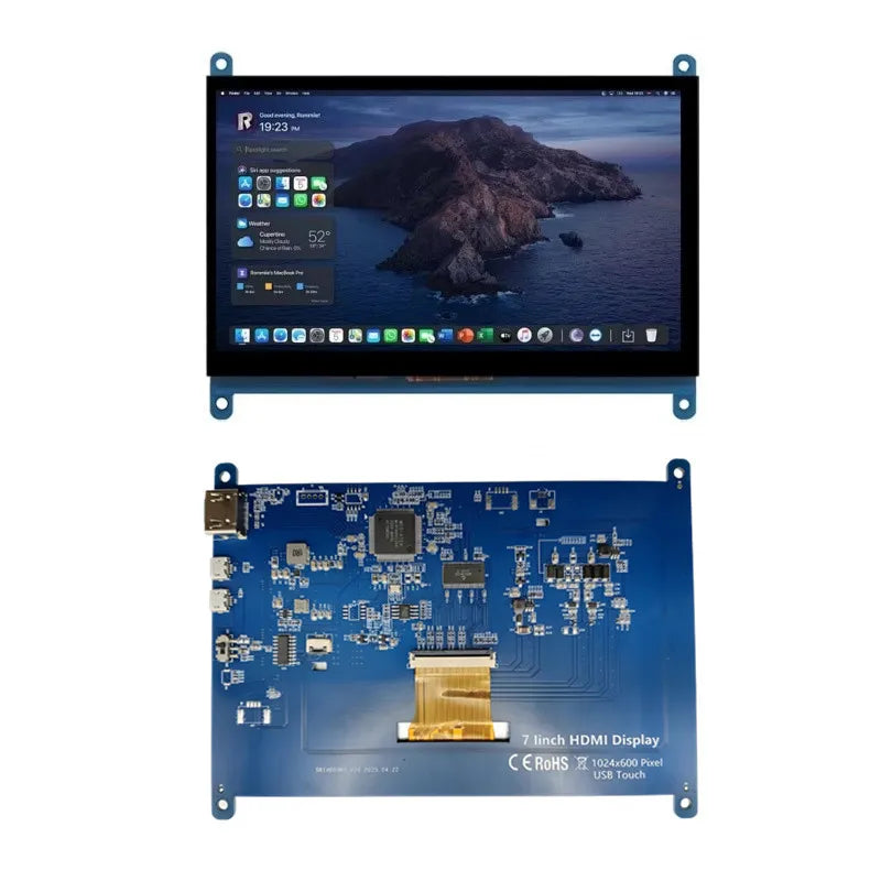 7 Inch Raspberry Pi 4/3/2/B/B+/A+ Monitor 1024x600 IPS 5-Points Capacitive Touchscreen Drive Free HDMI Display For Win 7/8/10 - Shoppiline