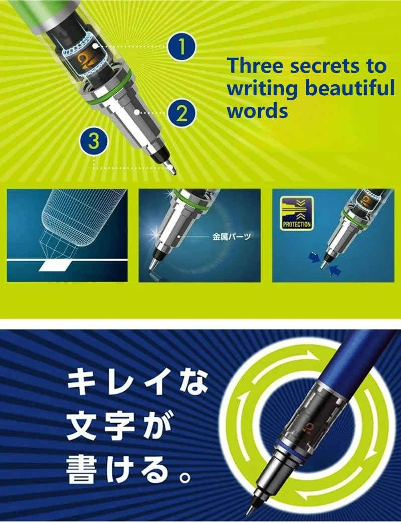 Janpan UNI Kuru Toga Mechanical Pencil M5-452 Drawing Pencil 0.5mm Low Center of Gravity Automatic Rotation School Supplies