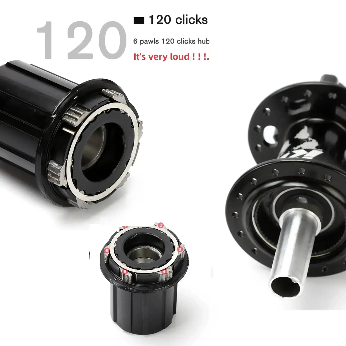 TANKE MTB 120 Click Hub 6 Bearing Bike Front Rear 28 32 36 Holes Disc Brake QR Bicycle mass thunder Noisy Cube 6 Pawl Hubs TH390