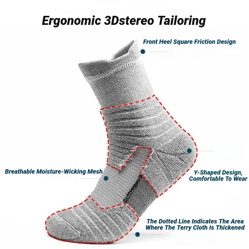 3 Pairs Anti-Slip Football Socks Men Sock Short Long Tube Soccer Basketball Sport Breathable Deodorous 39-45 Running Hiking