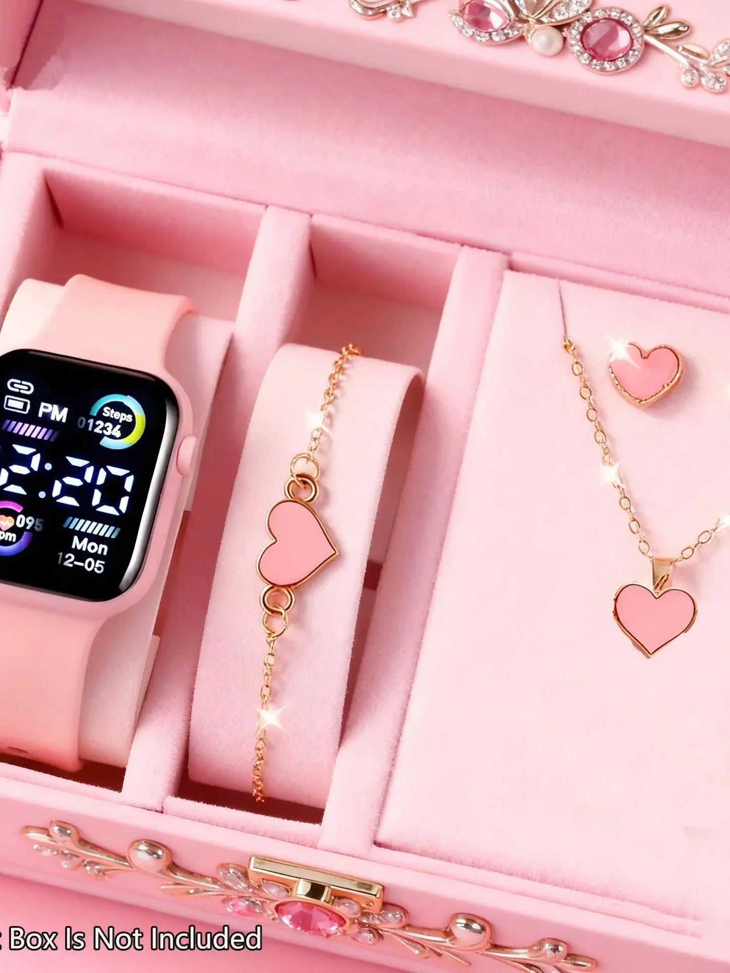 6-Piece Set of Fashion Electronic Watch Necklace Earrings Ring Set for Teenagers Boys and Girls, the Best Choice for Friend