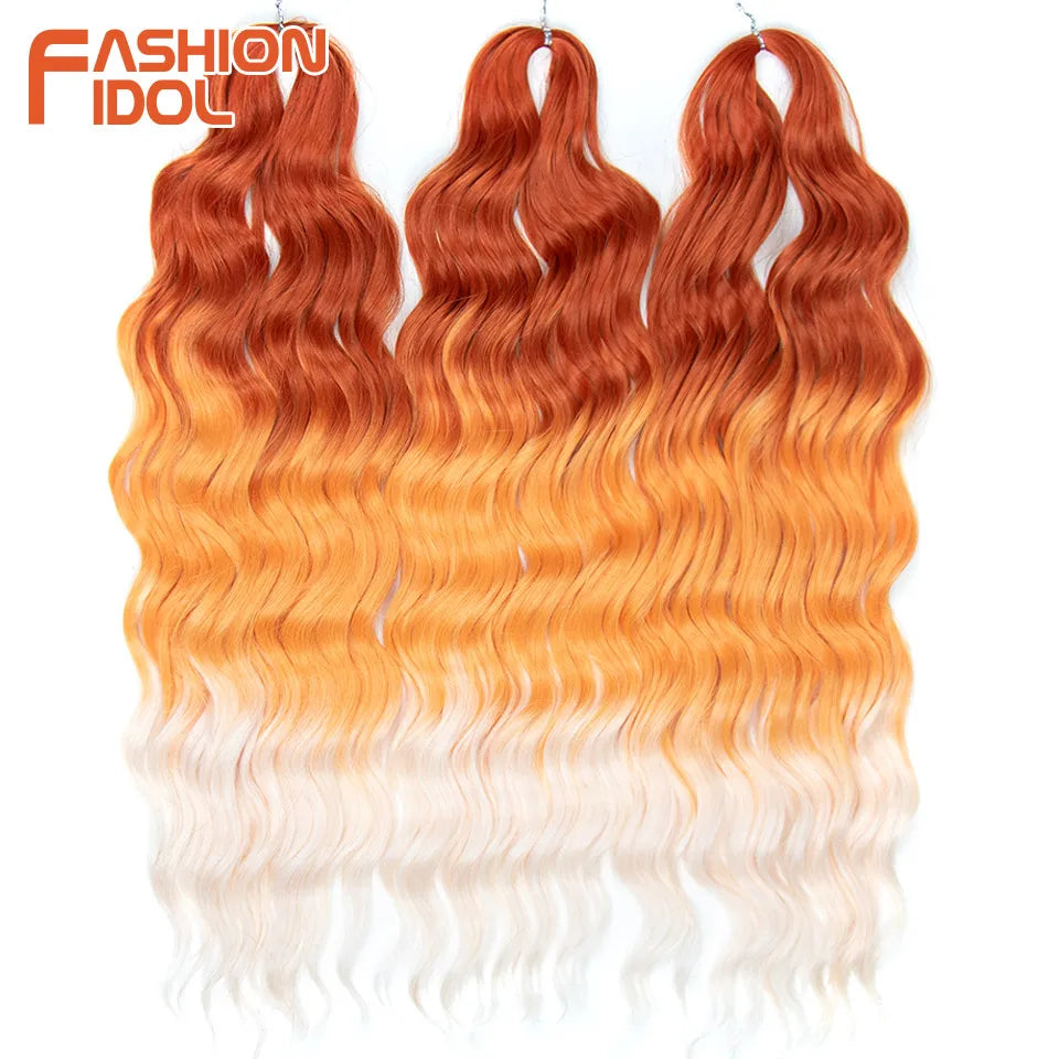Anna Hair Extensions synthétiques de tresses Loose Deep Wave 24 pouces, cheveux tressés ondulés, cheveux bouclés torsadés au crochet Ombré Blond