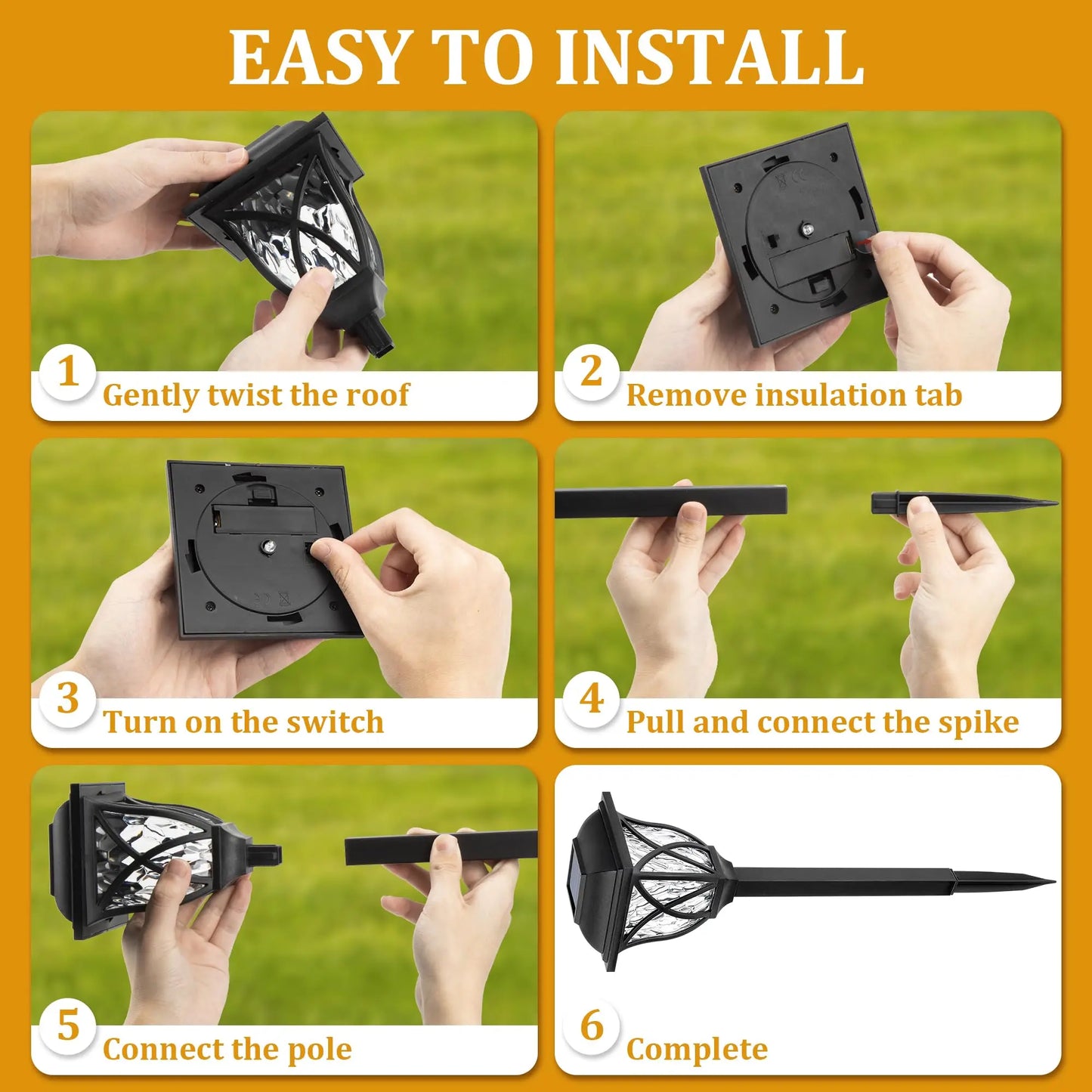 Led Solar Lawn Lights Outdoor Lamp Waterproof Warm Light Garden Courtyard for Walkway Path Villa Landscape Lights
