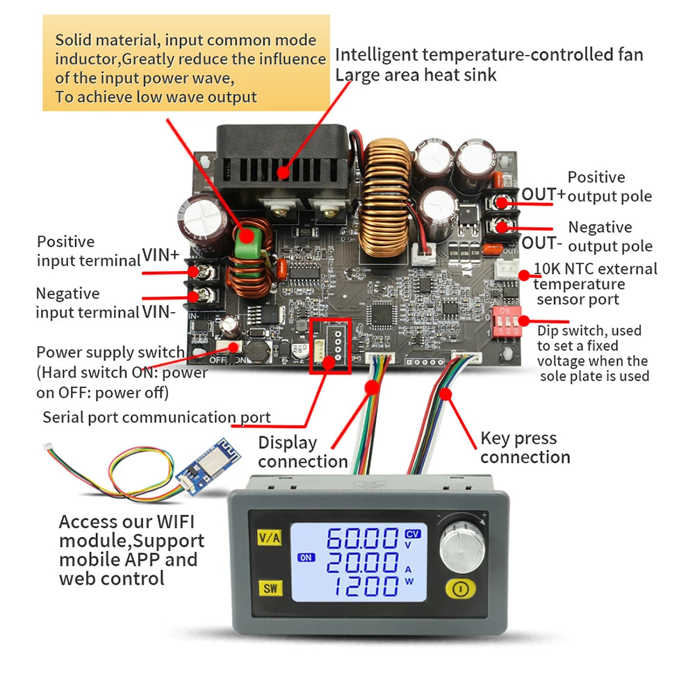 XY6020L Numerical Control DC 6-70V Step Down Stabilized Power Supply Constant Voltage Current Buck Converter Module 20A/1200W - Shoppiline