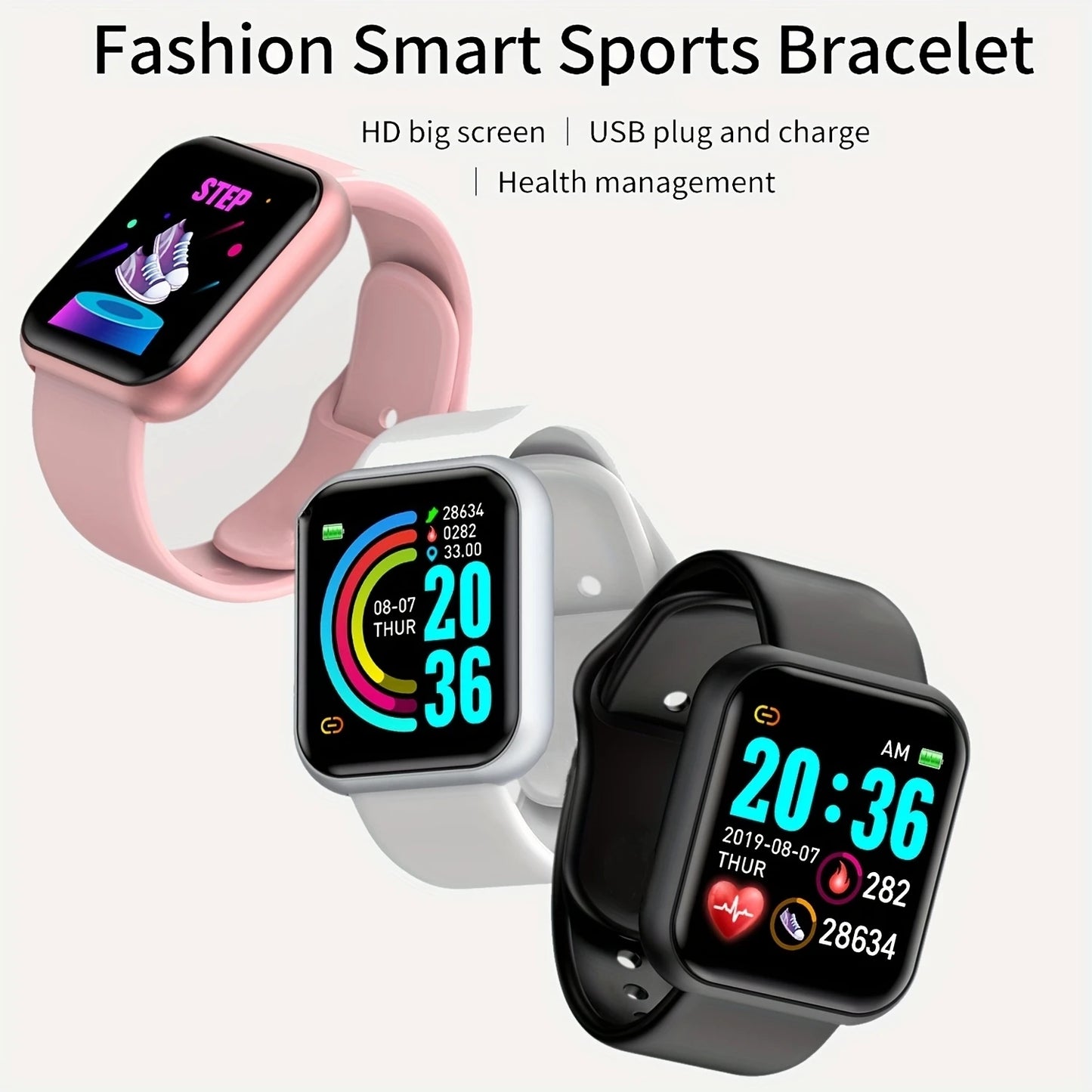 Sport-Smartwatch Für Herren Damen Uhren Fitness Herzfrequenzmesser Elektronische Smartwatch Kalorien-Musik-Player Y68 Armband Kinder