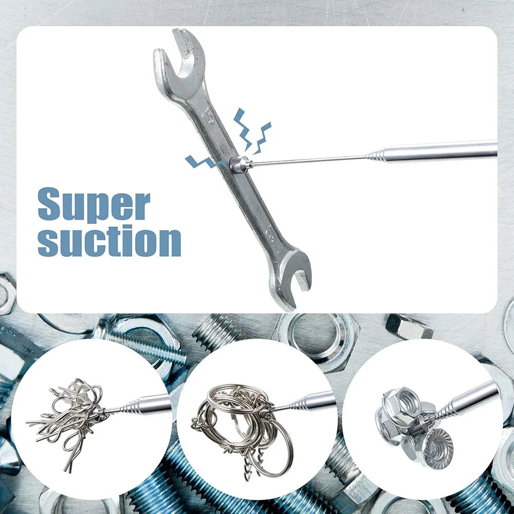 1PC Silver/Black Portable Telescopic Magnetic Pen Pick Up Hand Tool Capacity for Picking Up Nut Bolt Extendable Pickup Rod Stick
