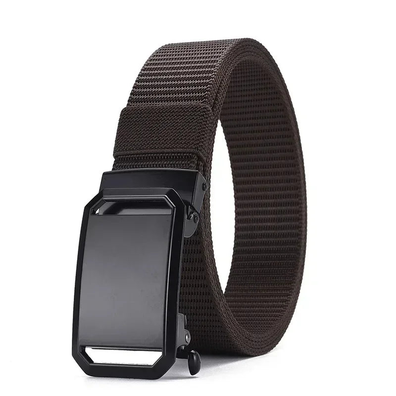Quick Release Belt Automatic Buckle, Tactical Military Canvas Webbing for Men, Durable Outdoor Workwear Training Pants