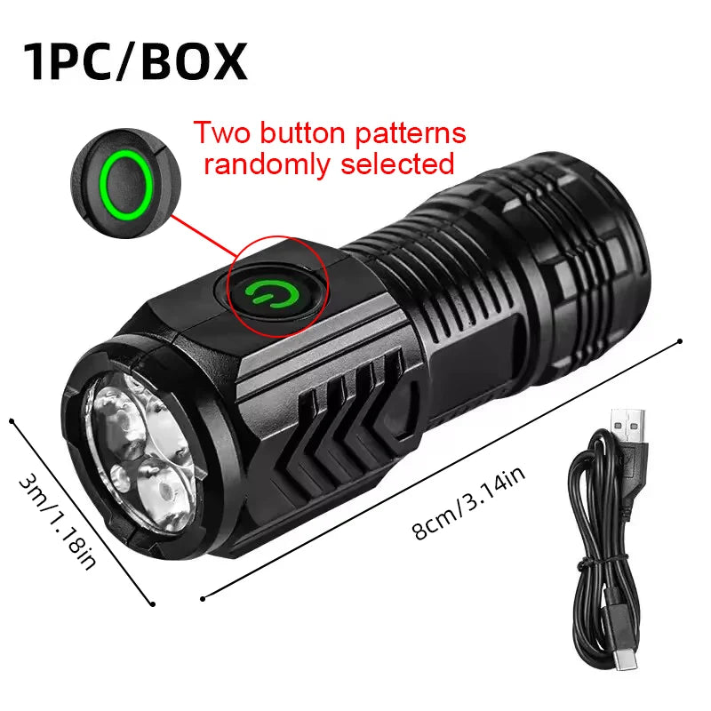 New Ultra Powerful Flashlight 3 Core LED Mini Tactical Flashlight Rechargeable High Power LED Torch Metal Pen Clip Hand Lamp
