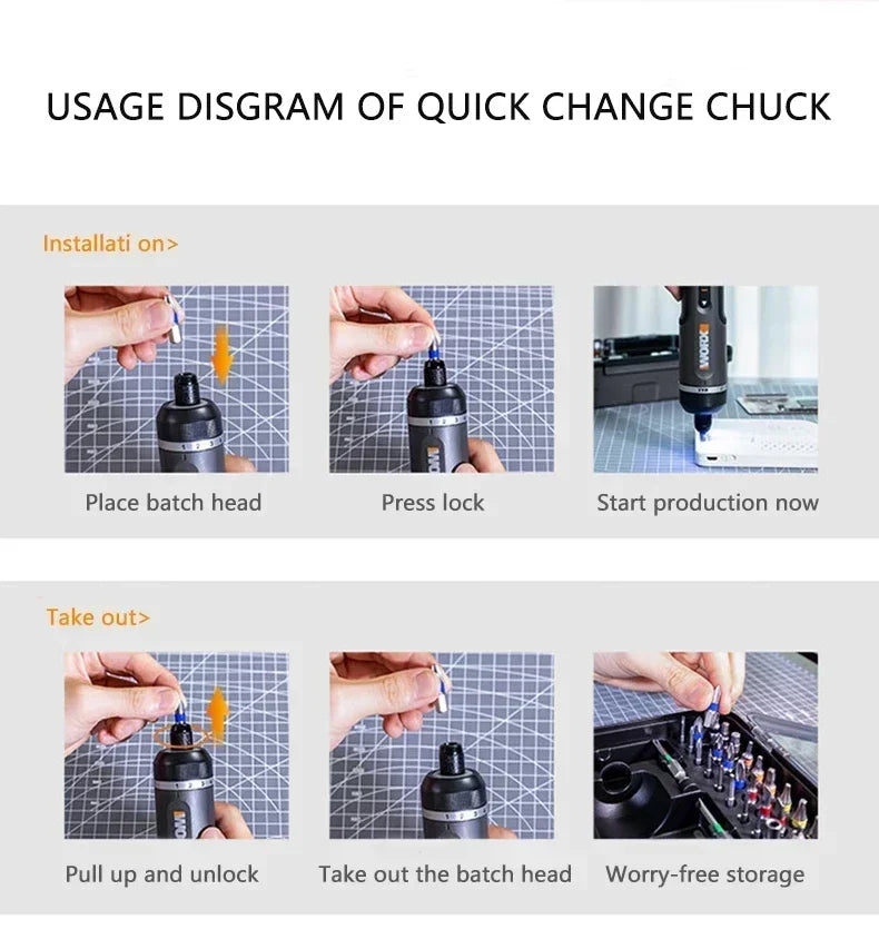 Worx 4V Electrical Screwdrivers Set WX242 Portable Smart Cordless Power Screw Driver Mini Electric Drill Home Repair Power Tool - Shoppiline