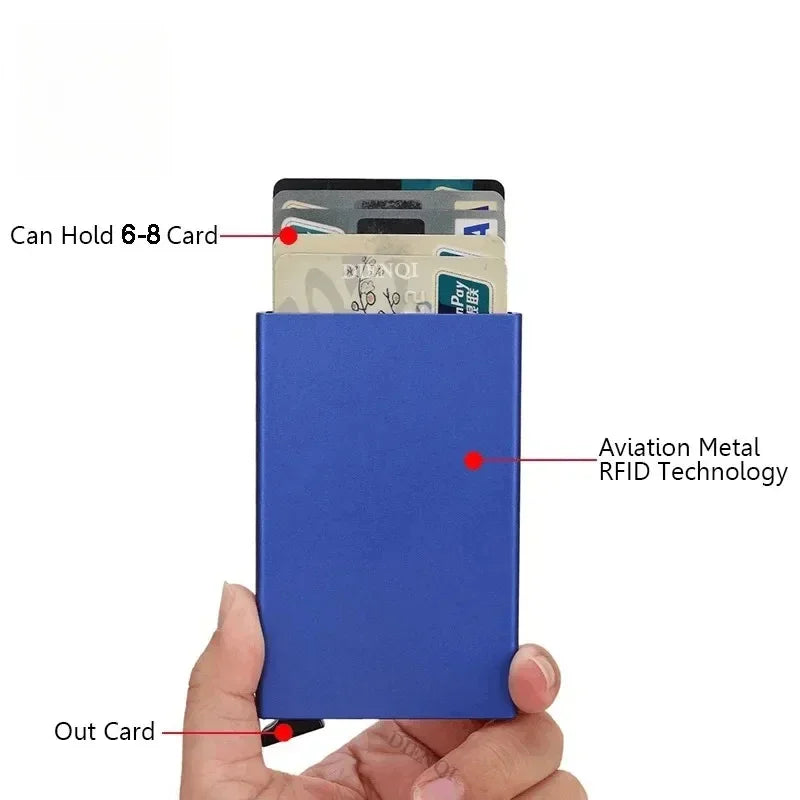 Small and Practical Pop Up Minimalist Smart Wallet Thin Slim RFID Credit Card Holder for Men Women Metal Purse Mini Wallets