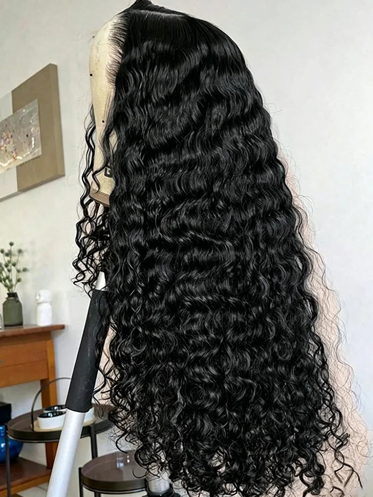 13x4 13x6 HD Transparent Lace Frontal Wig 250 Density Water Deep Wave Curly Wig Daily Wear