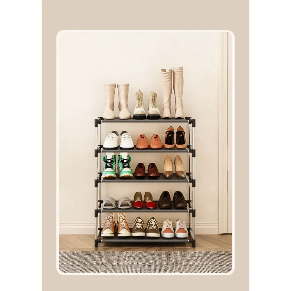 Stylisches Schuhregal Metall Einfaches Schuhregal Schuh-Organizer Ständer Halter Platzsparendes schwarzes Schuhregal für Wohnzimmer