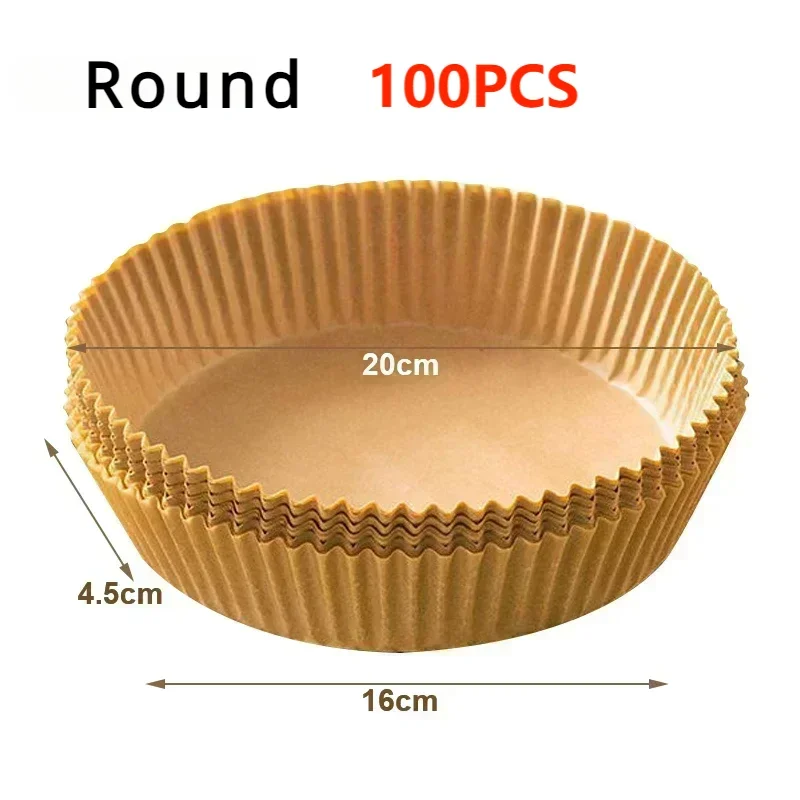 50/100PCS Einweg-Heißluftfritteusenpapier Quadratisch Rund Backpapier Grillplatte Antihaftmatte Küchenbackofen Öl absorbierendes Papierwerkzeug