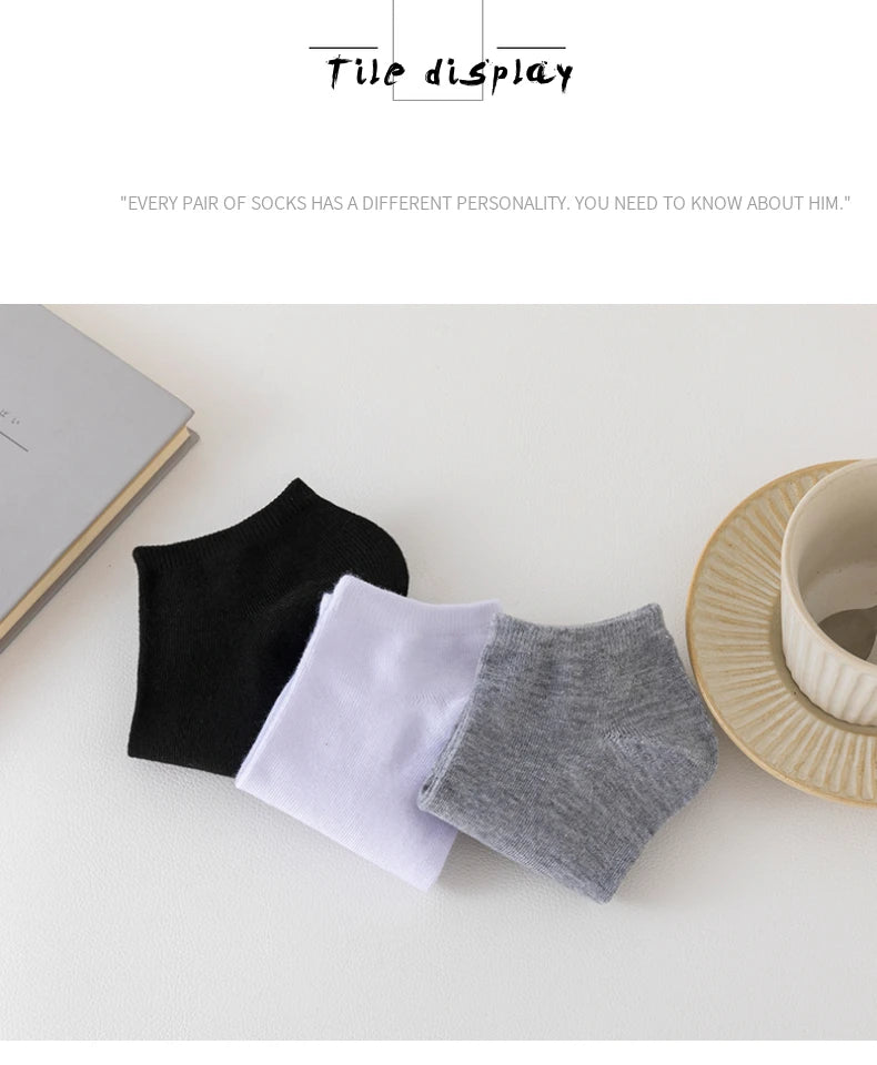 3/5/8 Pairs Women/Men Boat Socks Invisible Low Cut Silicone Non-slip Summer No-show Ankle Socks Solid Color Casual Breathable