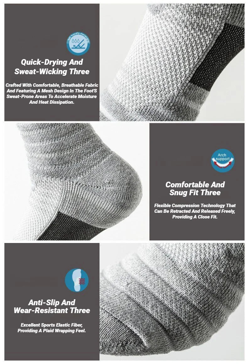 3 Pairs Anti-Slip Football Socks Men Sock Short Long Tube Soccer Basketball Sport Breathable Deodorous 39-45 Running Hiking