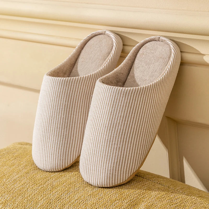 Unisex Home Slippers Soft Fur Slippers Warm Indoor Flat Slides Nonslip Couples Shoes Bedroom Light Slience Flats Autumn&Spring