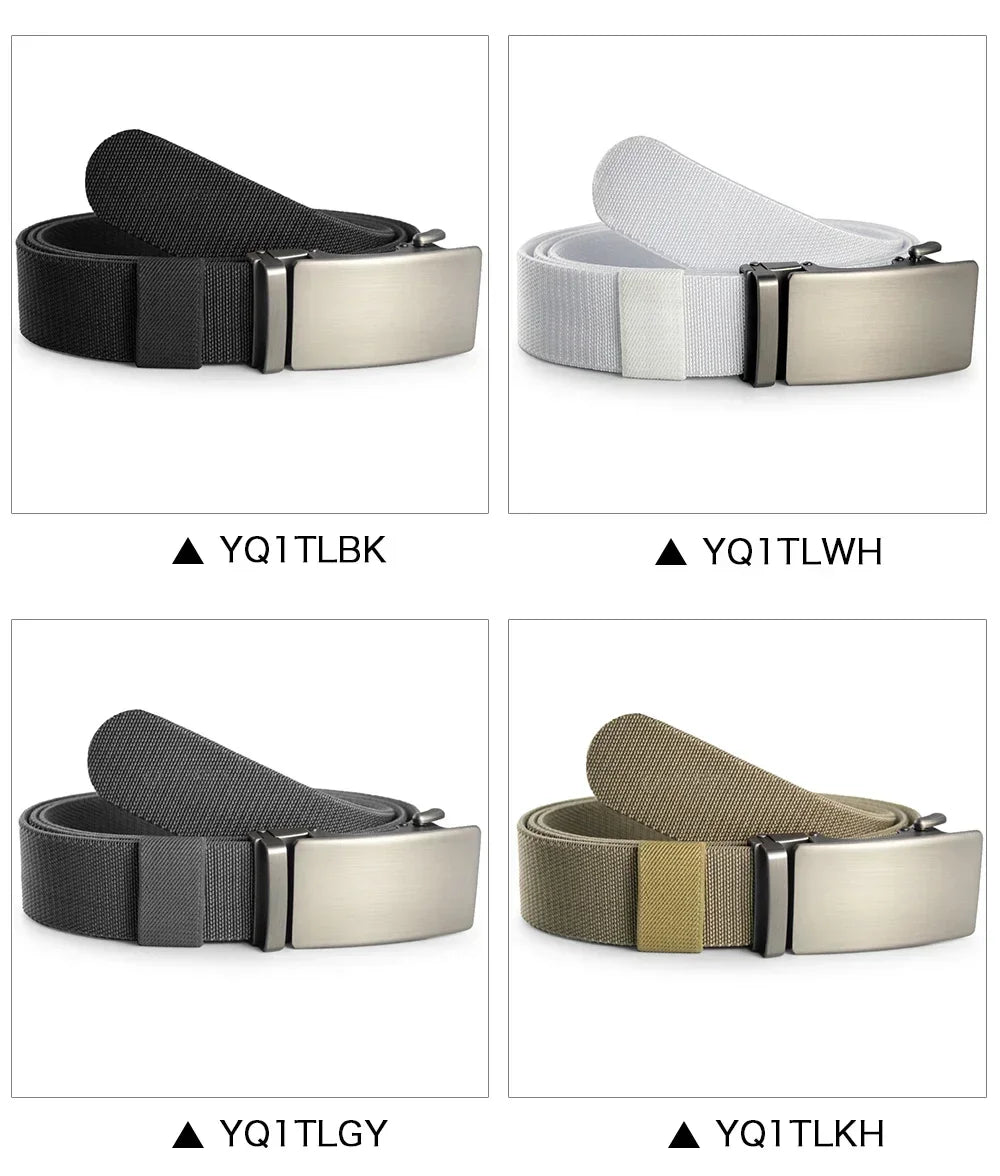 Nouvelle ceinture élastique de sport de golf, ceinture tactique, boucle automatique en métal, ceinture militaire en nylon extensible résistante pour hommes, grandes tailles 115-150CM