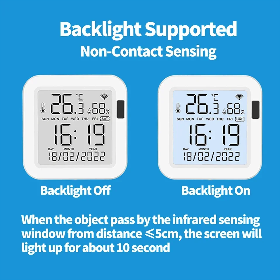 Tuya WiFi Temperature Humidity Smart Sensor With Backlight for Smart Home Var SmartLife Work with Alexa Google Assistant - Shoppiline