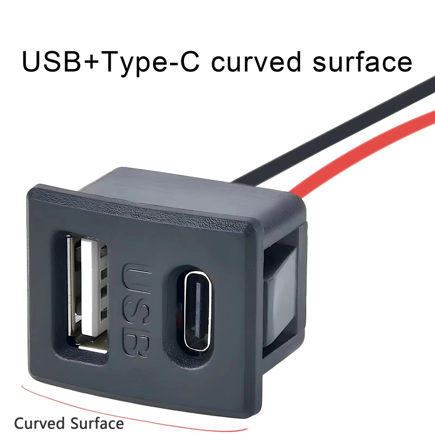 Double Layer USB Female Base Type-C Socket with Cable Connector Female USB Lamp Charging Power Socket for Electronics