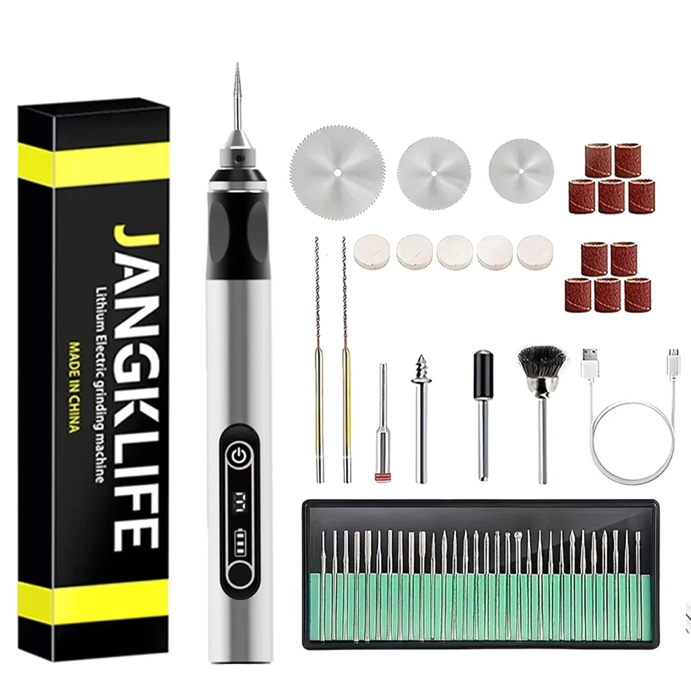 JANGKLIFE USB Cordless Rotary Tool Kit Woodworking Engraving Pen DIY For Jewelry Metal Glass Mini Wireless Drill - Shoppiline