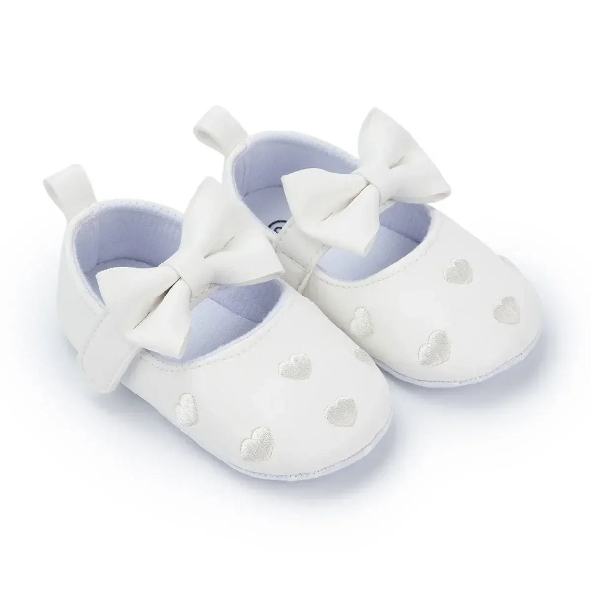 Baby-Mädchen Lauflernschuhe für drinnen 0-18 Monate, weiche Baumwollsohle, rutschfest, mit Schleifenstickerei, Klettverschluss-Schühchen