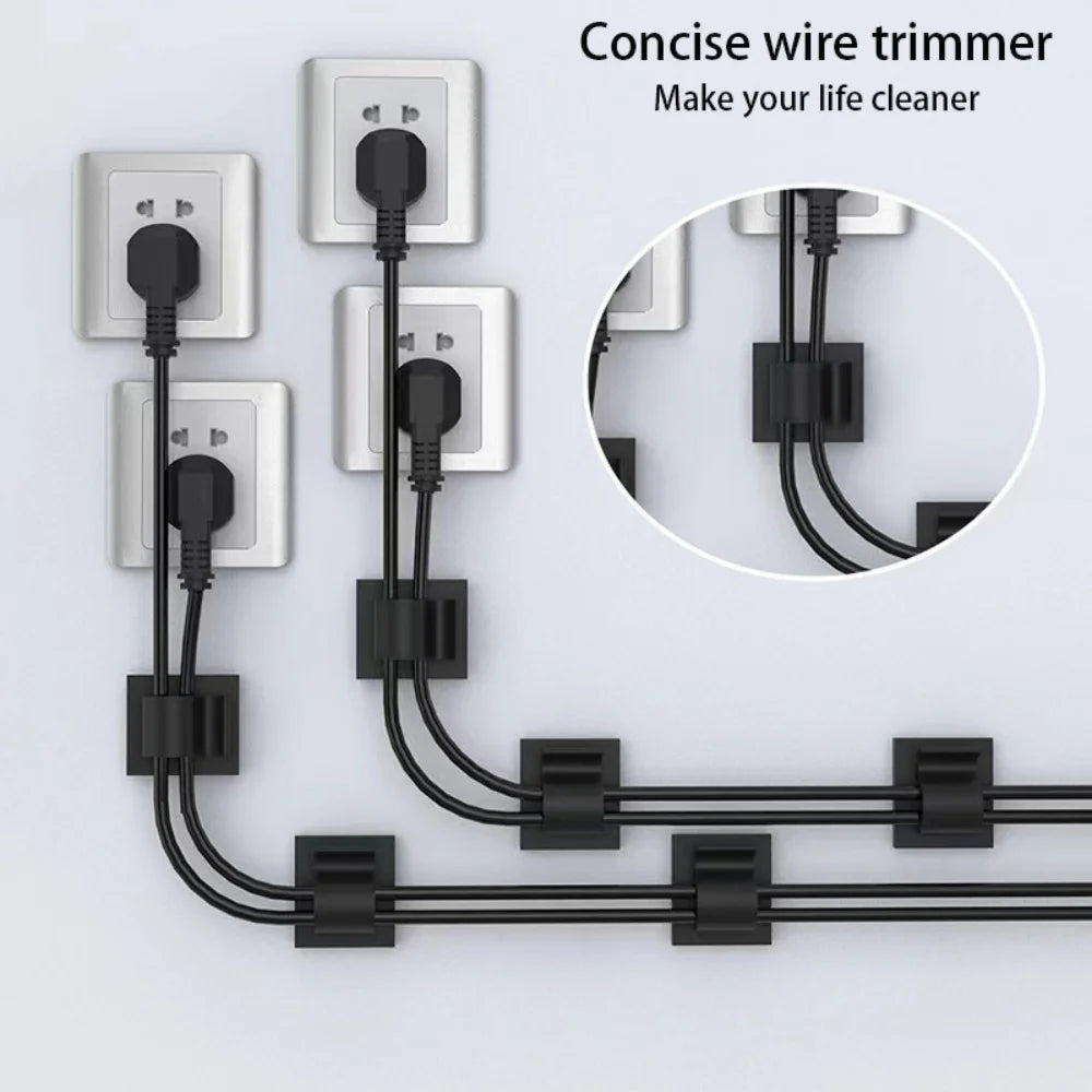 50PCS Clear Adhesive Cable Clips Outdoor Indoor Cable Management Wire Organizer Strong Stick Cord Holder for Under Desk Car