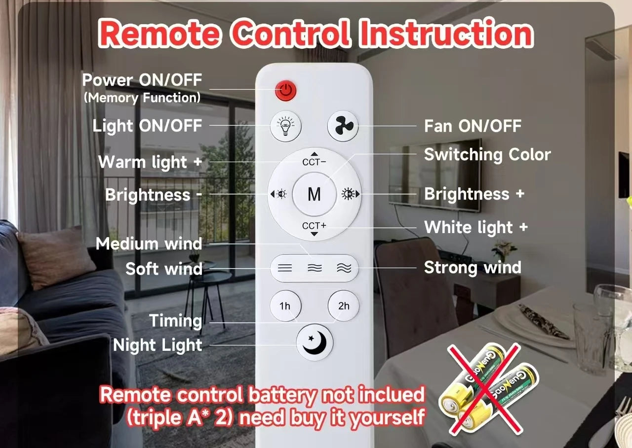 LED 30W Ceiling Fan Light E27 with Remote Control for Dimming Suitable for Living Room Study Household Use 85-265V 선풍기