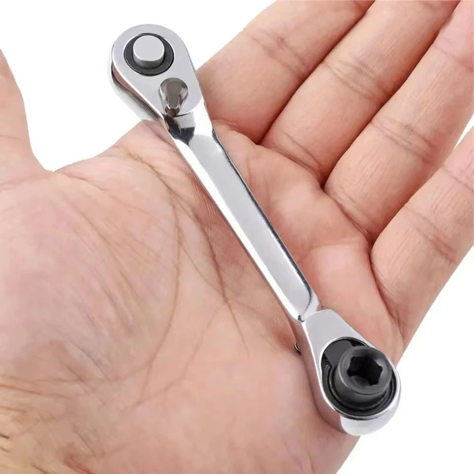 Mini Treble 1/4 Ratchet Wrench Double Ended Ouick Socket Screwdriver Hex Torque Wrenches Set 2-in-1 Spanner Hand Repair Tools - Shoppiline