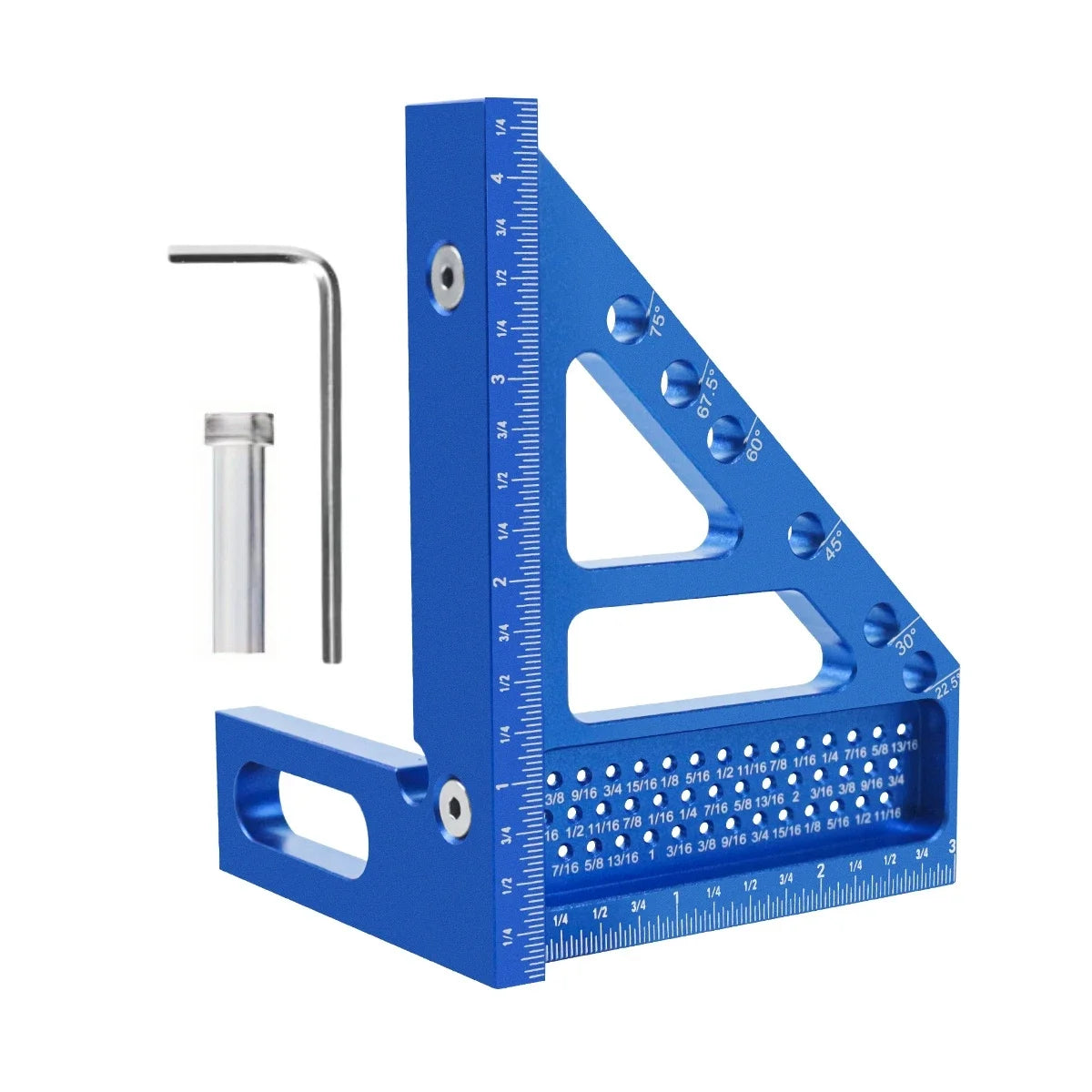 3D Multi-Angle Metric/Inch Measuring Ruler, 45/90 Degree Aluminum Alloy Square Protractor, High Precision Layout Measuring Tool - Shoppiline