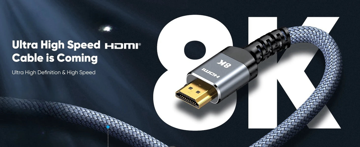 MIZIQIER long HDMI 2.1 Cables 8K60Hz 4K120Hz eARC HDCP2.3 48Gbps Ultra High Speed hdmi Braided cable for HDTV/PS5/TRX3080 3090