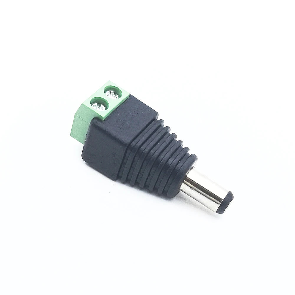 5 Pairs Male and Female Welding-Free DC Plug 5.5*2.1mm Welding-Free DC Female Head Green Terminal Monitoring Power Plug Push-But