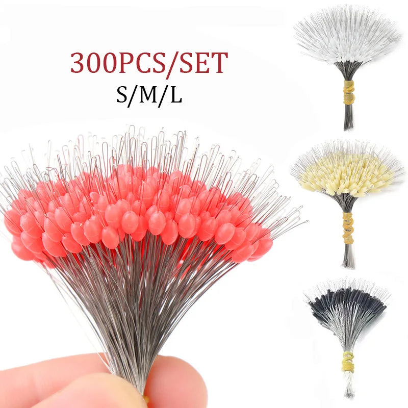 300Pcs Professional Fishing Float Stopper Silicone Space Bean Oval Bobber Anti-Strand Resistance for Fish Line Gear