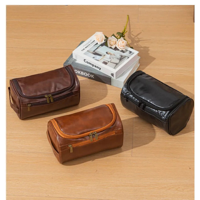 Leather Toiletry Bag for Men Women Dopp Kit Mens Hanging Toiletry Bag Travel Toiletry Bag for Traveling Large Cosmetic Bag for T