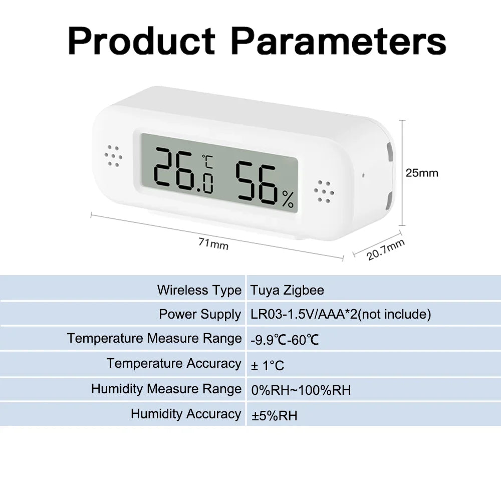 1~4pcs Tuya Zigbee 3.0 Mini Temperature Humidity Sensor For Smart Home Thermometer Hygrometer APP Remote Work with Yandex Alexa