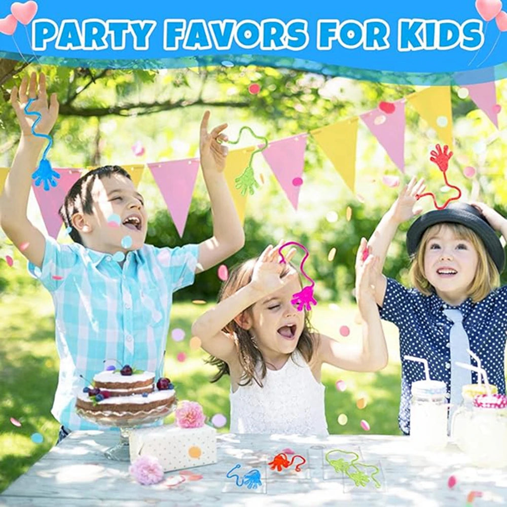 12PCS for Kids Adult Glitter Sticky Hands Mini Stretchy Stress Relief Sensory Toys Party Favors Supplies Goodie Bag Stuffers