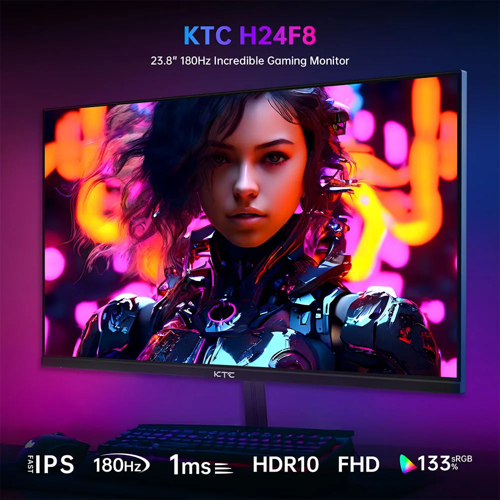 (2025 H24T09P Upgraded Version) KTC H24F8 FHD 23.8" 180Hz Gaming Monitor With Realistic Color Reproduction 1920*1080 Resolution - Shoppiline