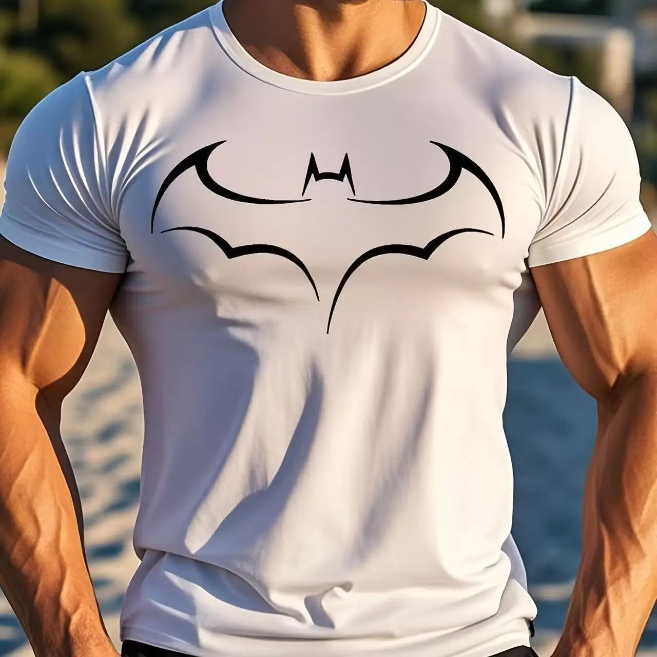 Summer Polyester Short-sleeved T shirt Men's Basic Printed t shirt Simple lines Comfortable thin tee tops Casual Men T shirts