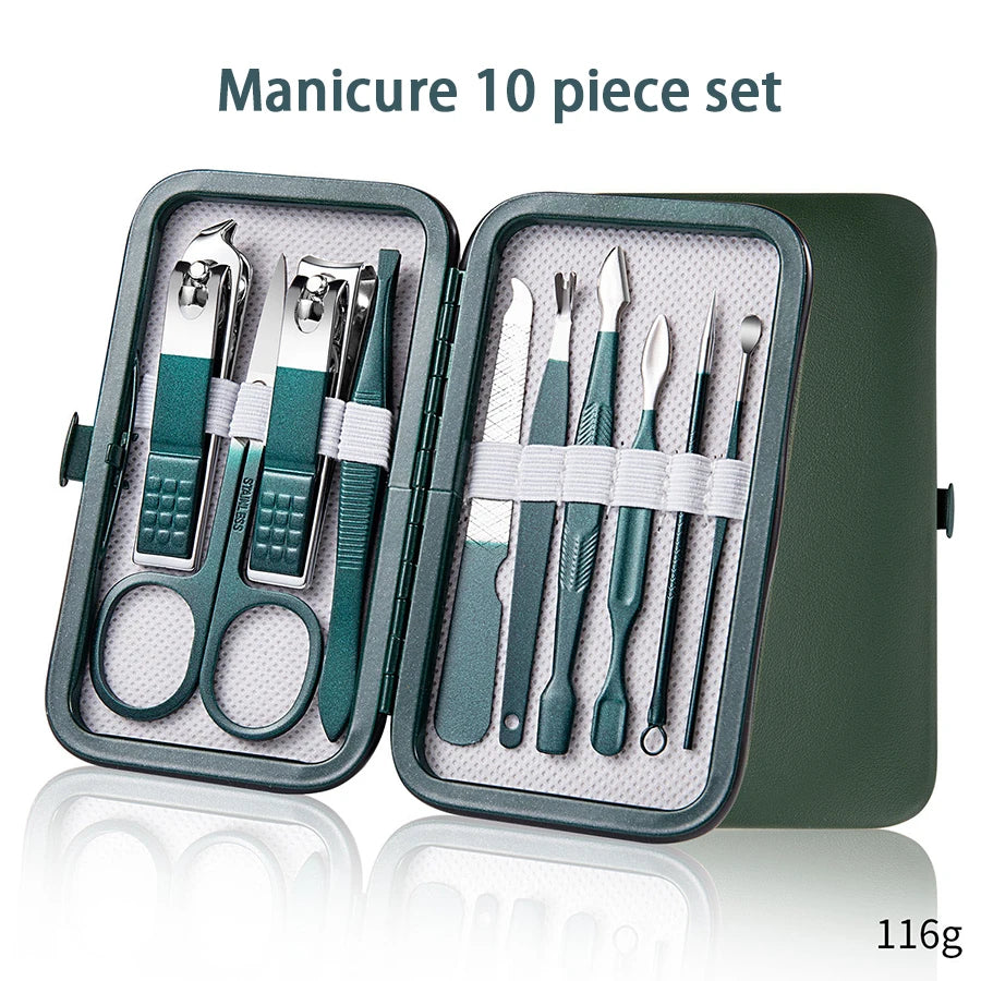 Ouriner 6-18tlg. Tragbare Maniküre-Sets Pediküre-Sets Glänzendes Schwarzes Nagelknipser-Set Persönliche Pflege Werkzeuge Augenbrauenschere