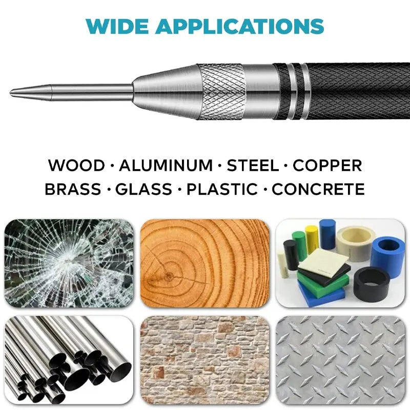 2pc Spring Type Automatic Center Punch Locator Glass Striker Window Breaker Punch Centering Punch Punch Tool