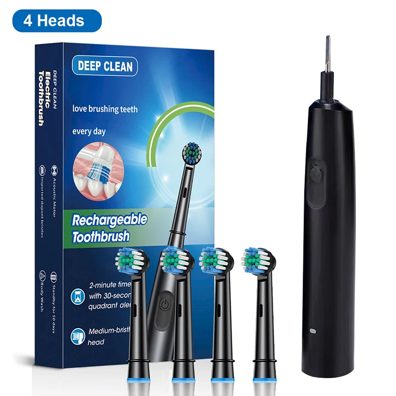 Electric Toothbrush Rotary Rechargeable Electric Toothbrush for Adults Rotating Electric Toothbrushes with 8 Soft Brush Heads