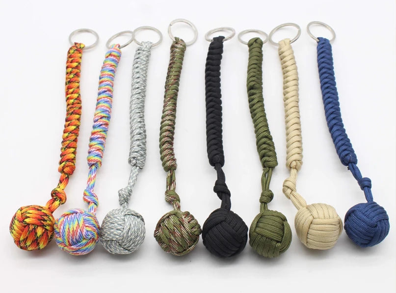 Black Monkey Fist Steel Ball Key Chain for Girls - Outdoor Security Protection Self Defense Lanyard for Bearing Broken Windows