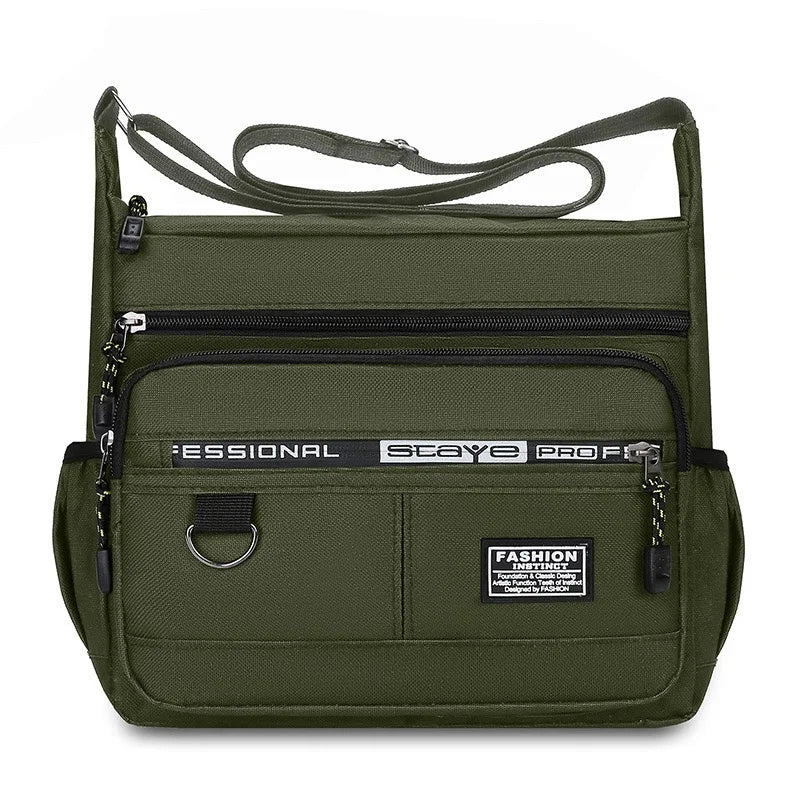 Men's cross-body bag with multi-layered pockets, adjustable shoulder strap, business single-shoulder bag