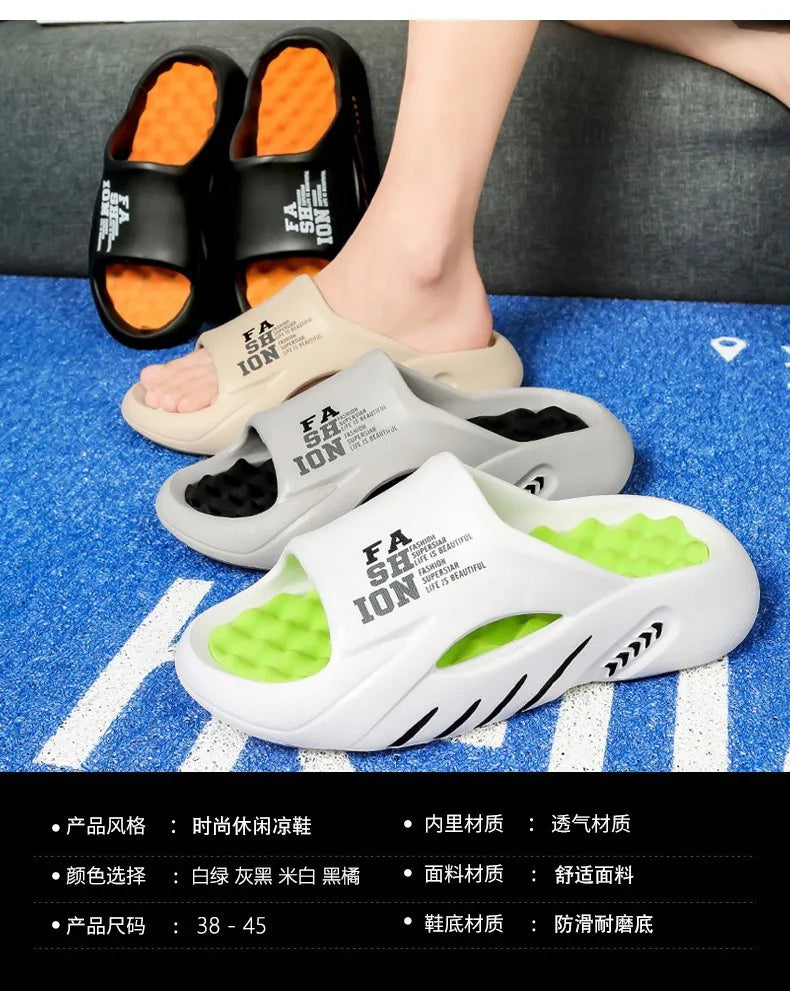 New Summer Man Massage Slippers 2026 Indoor Outdoor Beach Sandals Soft Bottom Casual Slippers Male Flip Flops Mens Sandals