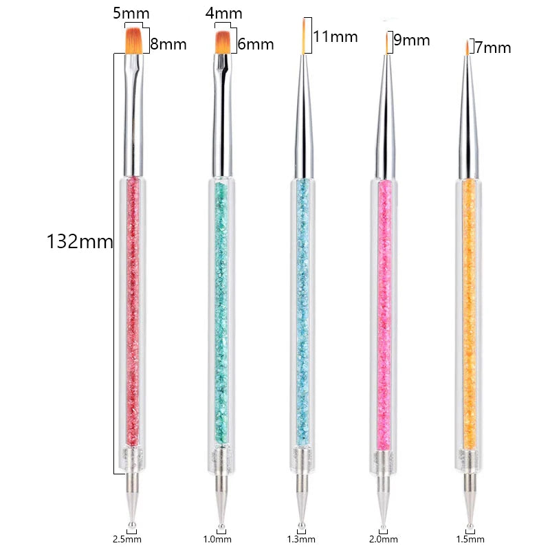 5/20 Stk. Nagelkunst Pinsel Design Spitzen Malen Zeichnen Schnitzen Dotting Pen Flachfächer Liner Acryl Gel UV Politur Maniküre Werkzeuge