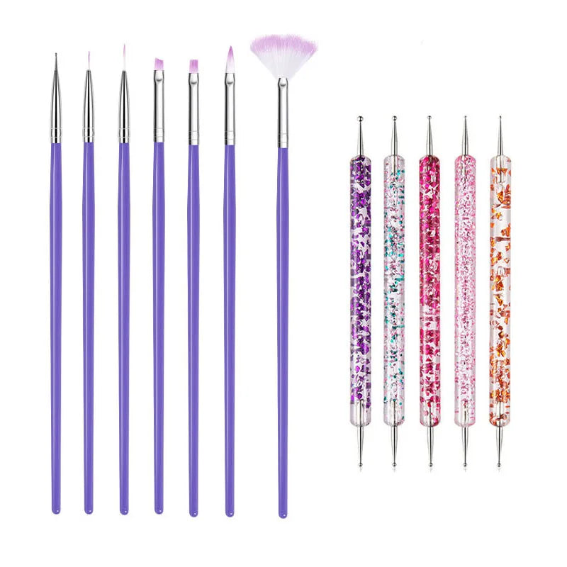 5/20 Stk. Nagelkunst Pinsel Design Spitzen Malen Zeichnen Schnitzen Dotting Pen Flachfächer Liner Acryl Gel UV Politur Maniküre Werkzeuge