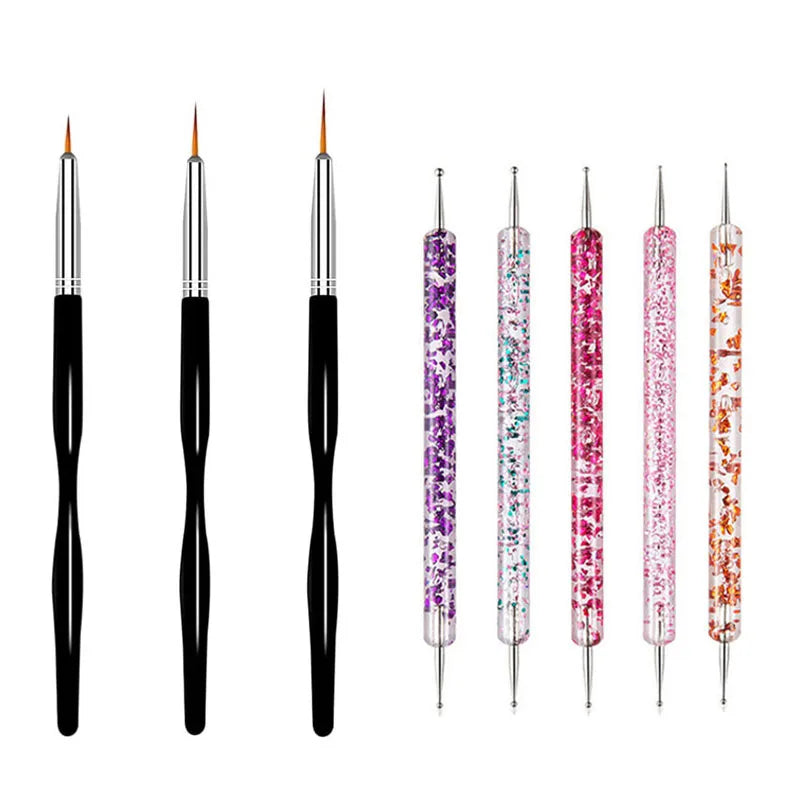 5/20 Stk. Nagelkunst Pinsel Design Spitzen Malen Zeichnen Schnitzen Dotting Pen Flachfächer Liner Acryl Gel UV Politur Maniküre Werkzeuge