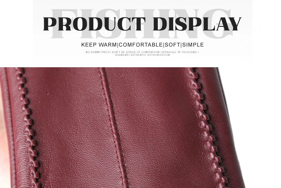 Women's sheepskin gloves winter warm plus velvet short thin touch screen driving color women's leather gloves good quality -2226