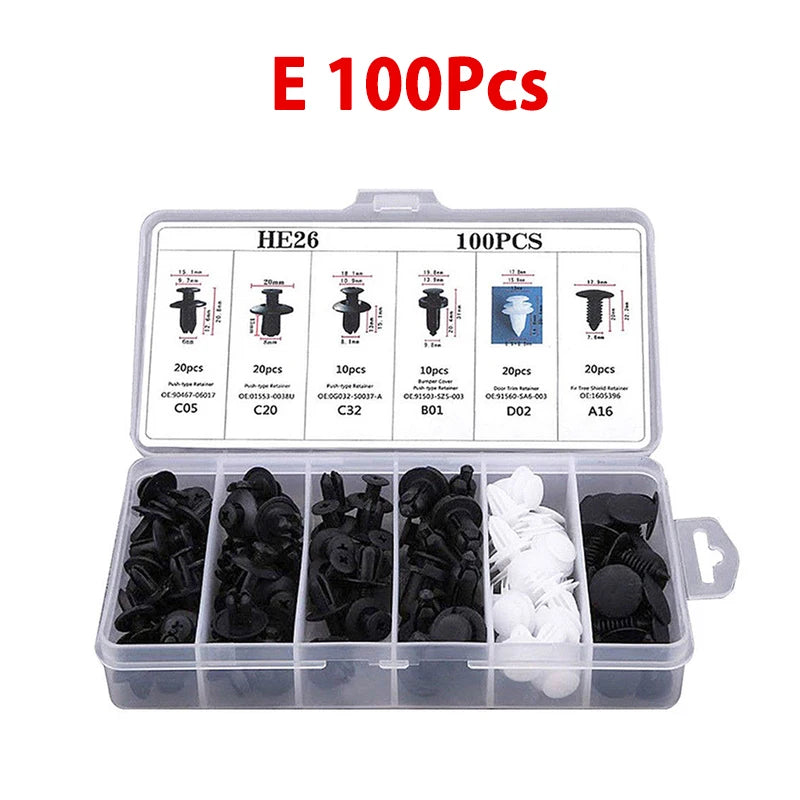 Auto Fastener Clip Mixed Car Body Push Retainer Pin Rivet Bumper Door Trim Panel Fastener Kit Car Clip 100/50 Box /Bag packaging